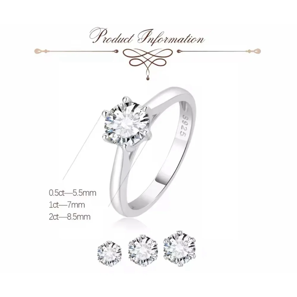 1ct Solitaire Platinum‎ Simulated Diamond Engagement Wedding Ring, Size 6 NEW